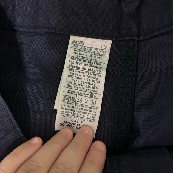 NWT Carhartt Navy Blue Flame Resistant Work Pants size 36x30 Original Fit - Picture 3 of 11